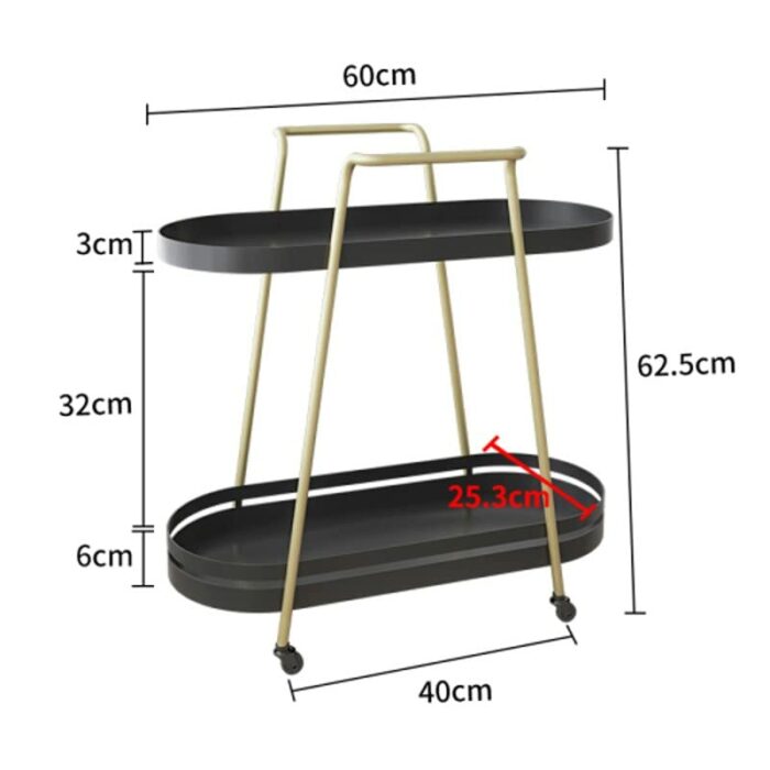JYDQM Living Room Sofa Side Home Balcony Movable Small Push Kitchen Storage Rack (Color : Argento, Size : 62.5CM*60CM)