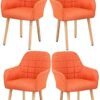 dining chair Dining Chairs Set - Corner Kitchen Counter Chairs, Dining and Kitchen Side Chair with Wood Legs Accent Chair Backrest Armchair for L
