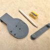 Door Jig Marking Template for a 45mm or 57mm Door Latch, Spindle and Handles Plus Door Edge Centre Finder Pencil and Sharpener, Grey