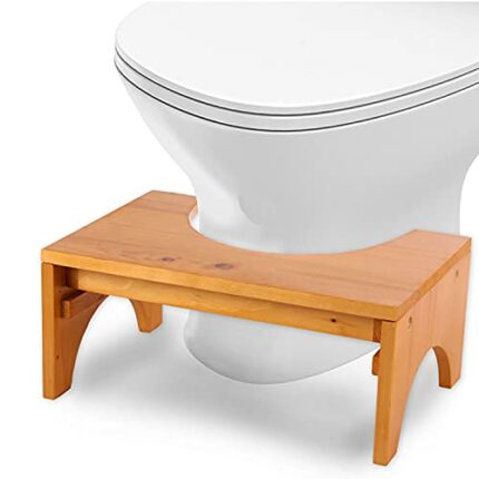 Satauko Squatting Toilet Stool for Bathroom, Wooden Toilet Step Stool with Non-Slip Mat, Toilet Potty Assistance Steps for Adults Children.