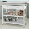BHVXW Kitchen Storage Serving Trolley Cart With Stainless Steel Worktop Easy to Clean