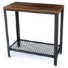 DRM Industrial Console Table for Small Spaces, 2-Tier Rustic Hallway Table, Narrow Nightstand with Metal Frame and Mesh Shelf, Sturdy Sofa Side T