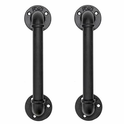 Set of 2 Industrial Pipe Door Pull Handle, Barn Door Handle,Door Handles Internal, Oil Rubbed Black, 30 cm Long