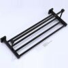 Towel Rack Wall Mounted Stainless Steel Double Layer Towel Shelf Bathroom Towel Rail Black Painted Surface Rustproof Towel Hanger Drilling Instal