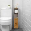 AOJEZOR Chrome Toilet Roll Holder for Small Space, Behind Toilet Storage for Restroom Cabinet, with Toilet Paper Holder Insert