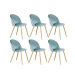 QUANJJ A Set Of 6 Dining Chairs With Soft Velvet And Metal Feet, Suit For Kitchen, Dining Room, Living Room, Lounge (Pink/Green/Blue)) (Color : V