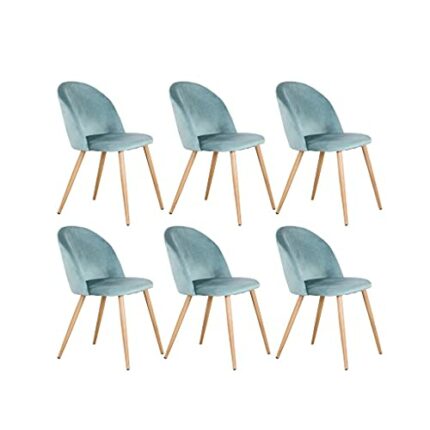 FKSDHDG A Set Of 6 Dining Chairs With Soft Velvet And Metal Feet, Suit For Kitchen, Dining Room, Living Room, Lounge (Pink/Green/Blue)) (Color :