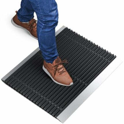 WEST & EAST Outdoor Aluminium Doormat with Brushes Black, Dirt-trapping Mat 80 x 50 cm, Outdoor Doormat, Outdoor Aluminium Doormat, House Entranc