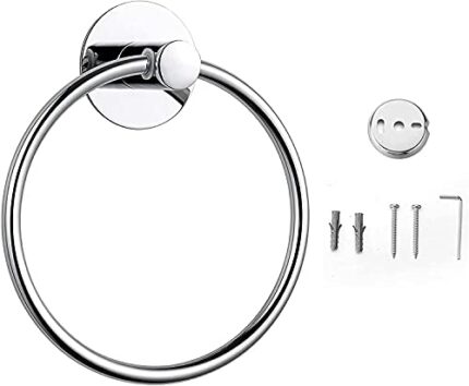 Stainless Steel Towel Ring, Wall Mounted Towel Hanger , Round Shape Hand/Kitchen Towel Holder (Classic)