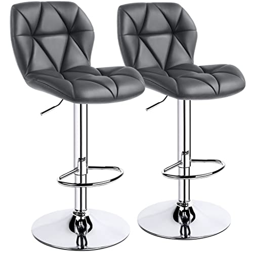 WALNUT Adjustable Faux Leather Swivel Armless Bar Stool, Set of 2, Chair Bar Bar Stools Set of 2 (Color : 3-pack, Size : 17.5" x 20.5" x 34.6-42.