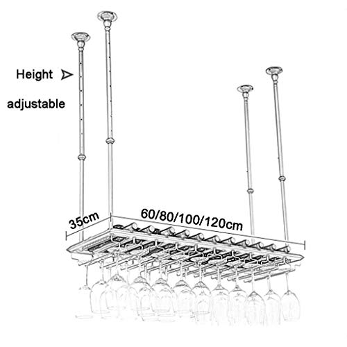 OUSIKA Wine Racks,Adjustable Metal Ceiling Industrial Hanging Wine Glass Racks Goblet Stemware Holder Decoration Shelf