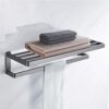 HIGOH Towel Rack High-End Towel Rack,Light Brushed Stainless Steel Simple Bath Towel Shelf Wall Mount,Bathroom Rack Hardware Bathroom Hardware