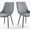 Hallowood Furniture Dining Chairs Set of 2 – Purple Linen Fabric Dining Chair with Sturdy Metal Legs for Dining Room – Kitchen Chairs with Padded