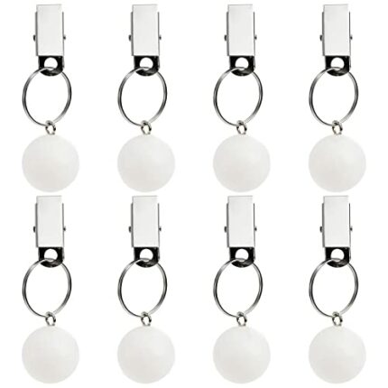 Frcctre 8 Pack Tablecloth Weights, White Marble Ball Shape Table Cover Weights Hangers with Metal Clips, Pendant Stone Tablecloth Weights for Out