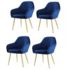 dining chair Set Of 4 Soft Seat And Back Velvet Living Room Chairs Sturdy Metal Legs Kitchen Chairs Reception Chair (Color : Dark green)