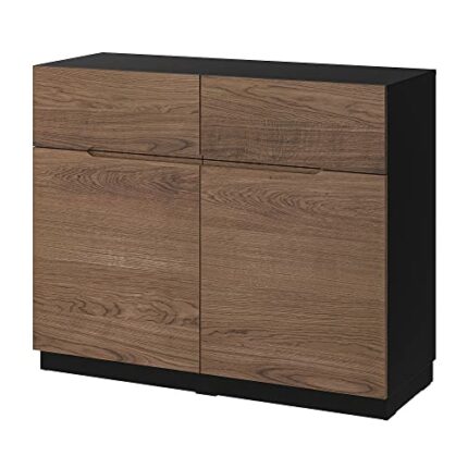 Ikea KLACKENÄS sideboard, 120x97 cm, black/oak veneer brown stained
