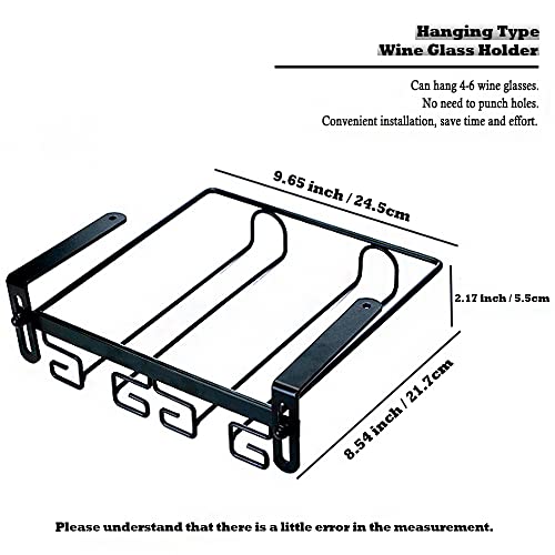 Chinese style wine glass holder.Black.Hanging type 2 row wine glass holder.Stainless steel.No need to drill.Adjustable.Bar,kitchen or study.A sto