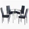 DINGZZ Double-layer Square Tempered Glass Stainless Steel Cylindrical Leg 80 * 80 * 75cm Dining Table Set or 4pcs Dining Chairs