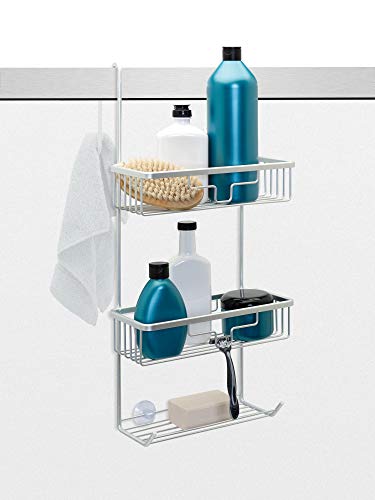 Zenna Home, Satin Chrome NeverRust Aluminum Over The Door Shower Caddy (E7416AL)