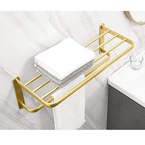 TJLSS Shelf Metal Kitchen Shelf Bathroom Storage Shelf Shower Electroplated Bathroom Brass Single layer Storage Rack