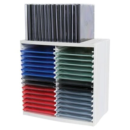Fellowes CD Storage Unit, Holds 30 Discs + 18 on Top of CD Rack, Grey