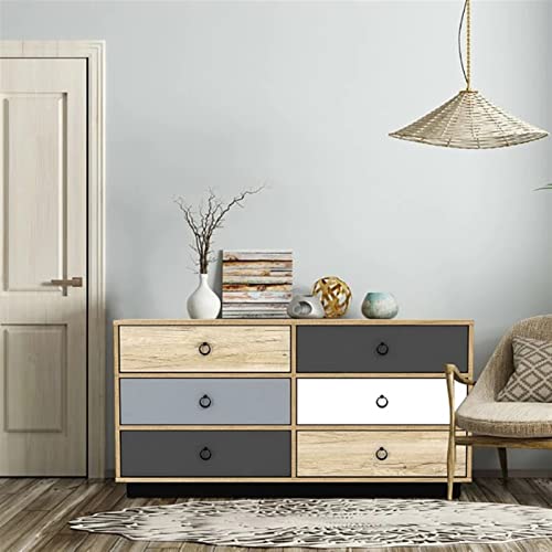 LIUZH 6 Drawer Double Dresser Accent Storage Tower Durable Engineered Wood Simple Style Bedroom Hallway Entryway Storage Cabinets