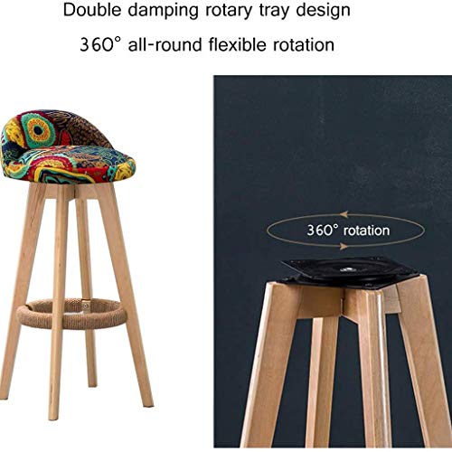 LUKEO FurnitureR Bar Chair Pub Bar Height Barstool Industrial Dining Bar Stools Chairs with PP Seat Backrest and Wooden Leg Set of Bar