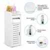 Bathroom Cabinet Free Standing White Bathroom Storage Cabinet Bathroom Corner Cabinet PVC Wood Plastic Board Bathroom Shelf Toilet Cabinet Storag