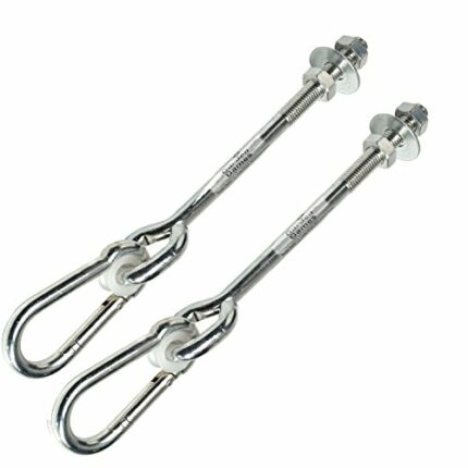 Garden Games Swing Hooks Heavy Duty M12 Swing Hanger Bolts with Carabiner Clips to Hang Swing Accessories or Swing Seats from a Climbing Frame or