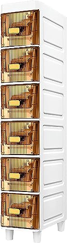 Bathroom Floor Cabinet with Drawers, Large Capacity Slim Toilet Paper Storage Cabinet with Plastic Clear Drawers 18cm Upgrade Storage Tower Vanit