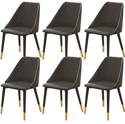 Kitchen Dining Room Furniture Chairs Dining Chairs Set Of 6 Modern Water Proof PU Leather Kitchen Living Room Chairs with Metal Legs and Backrest
