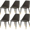 Kitchen Dining Room Furniture Chairs Dining Chairs Set Of 6 Modern Water Proof PU Leather Kitchen Living Room Chairs with Metal Legs and Backrest