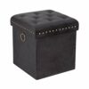Inspire Me! Home Décor Anastasia Ottoman with Lux Metal Studs and Functional Handle Detailing, Classy Sand Shell Soft Velvet, 40 x 40 x 43 cm, Tu