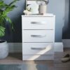 Amazon Brand - Movian High Gloss 3 Drawer Bedside Rectangular Nightstand Cabinet, White, 36 cm D x 40 cm W x 56 cm H