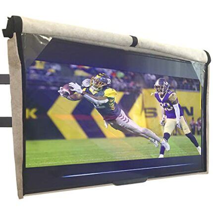 Outdoor TV Cover 80-85 inch - WITH FRONT FLAP - BEIGE - Weatherproof, Waterproof protection, Soft Interior, With Bottom cover