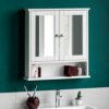 Bath Vida Priano Double Door Bathroom Cabinet, Wood, Grey, Mirrored Wall Mounted Storage Furniture