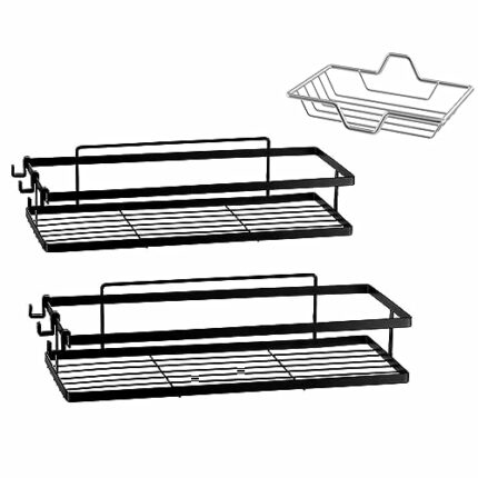 JYSDCXC Stainless Steel Bathroom Shelf Set - Ideal for Organizing Toiletries - Robust Storage Solution for Bathrooms and Guest Toilets - Rust Res