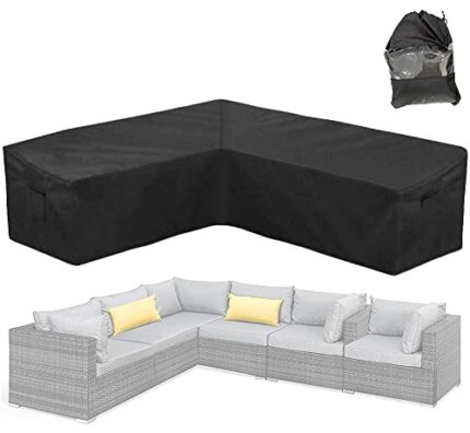 Skyour Patio Furniture Sectional Couch Sofa Cover Weatherproof Heavy Duty 420D Oxford Outdoor L Shaped Sectional Garden Rattan Corner Sofa Furnit