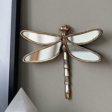 lemonadeus Art Wall Mirror Sculpture Wall Decoration Dragonfly Mirror Art Deco Decor Mirror Gold Ornate Mirror Dragonfly Mirror Wall Decor