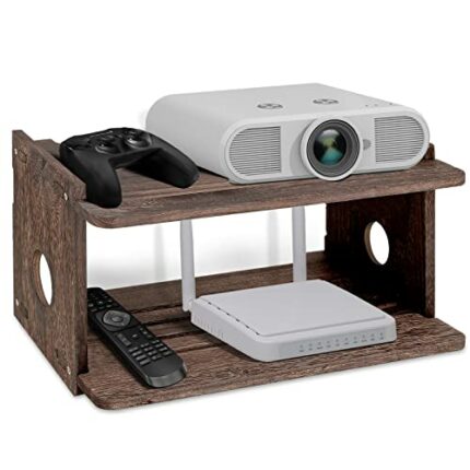 BEARUT Floating Projector Shelf Rack Router Shelf Wall Mount Holder TV Stand WiFi Router Storage Box Modem Cable Box Cover Hider TV Shelf for Xbo