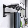 Towel Rails,Towel Holder with 2 Towel Bars Wall Mounted, 24 Inch Self Adhesive Towel Rail with Hooks, Aluminum Towel Holders Towel Rack For Bathr