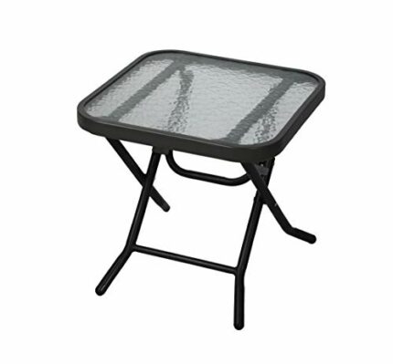 Havnyt Folding Outdoor Side Table Coffee Table Weatherproof Garden Patio Table Metal Black