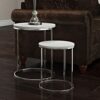 ASPECT Paloma Set of 2 Round Nesting Table, Glossy Tops Base, Metal, White/Chrome, L 40 diax50(H) cm/S 30x40(H) cm