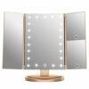 WEILY Vanity Makeup Mirror,1x/2x/3x Tri-Fold Makeup Mirror with 21 LED Lights, Adjustable Touch Screen Lighted Mirror Dressing Mirror, gift for w