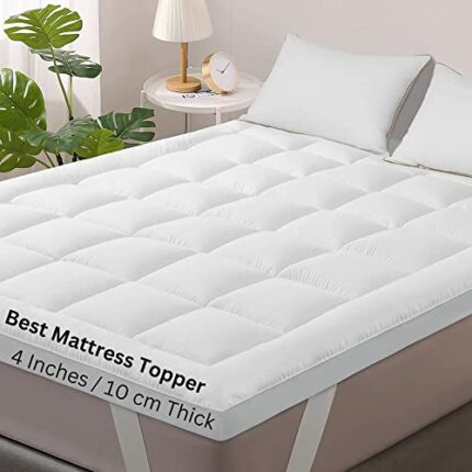 Mattress Topper Double Bed - Noor’s Collections 4 inches Thick Double Mattress Topper | Anti Allergic | Machine Washable | Foldable & Portable Be