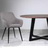 Aspect Set of 2 Windsor Modern Accent Arm Dining Chairs,Grey Fabric Seat and Black Legs, W61xD41xH85 cm