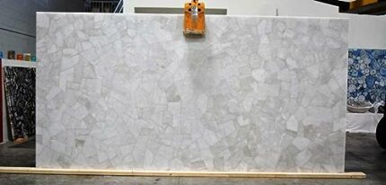 Gifts And Artefacts 30 x 48 Inches Rectangle Shape White Quartz Stone Kitchen Slab Semi Precious Gemstone Resin Art Dining Table Top