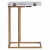 VERSANORA Teamson Home Extendable Side Sofa, End Table for Living Room, White Marble, Metal, Brass, Large