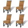 vidaXL Dining Chairs 4 pcs Abaca Brown Handmade Woven Kitchen Furniture Seat