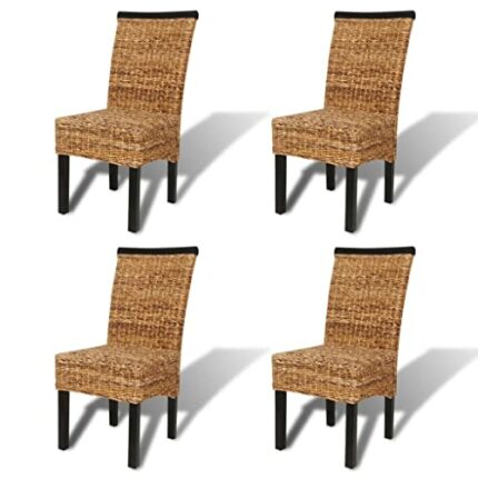 vidaXL Dining Chairs 4 pcs Abaca Brown Handmade Woven Kitchen Furniture Seat